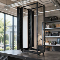 Rack de serveur en aluminium Starlink à 4 poteaux, cadre ouvert, 19 pouces, sur roulettes