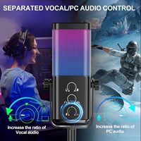 Micrófono de Condensador USB Tipo-C con Cable M7 RGB, Micrófono Profesional para Juegos y Computadora con Iluminación RGB para Grabación