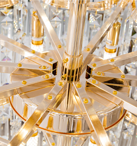 Candelabro colgante de vestíbulo de <span class=keywords><strong>Hotel</strong></span> de lujo Villa Sala de estar Escalera Candelabro de cristal dorado largo - Product Image 6