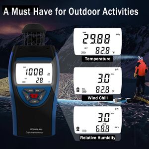 HOLDPEAK 8806-WM-APP Anemômetro Digital Inteligente 0.3 ~ 42 m/<span class=keywords><strong>s</strong></span> Medidor de Velocidade do Vento HVAC Volume de Ar Média CFM Altitude Barométrica ABS OEM - Product Image 3