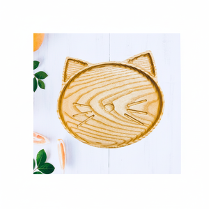 Plato de madera rústica con Forma de cara de gato, plato de madera tallada para servir, pieza de diseño único, gran oferta - Product Image 1