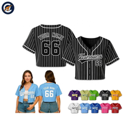 Maillot de baseball court personnalisé noir à rayures fines, col en V boutonné, impression par sublimation, nom et numéro d'équipe, vente en gros OEM ODM