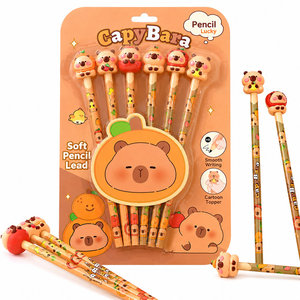 Lápices de madera HB con diseño de capibara 3D, goma de borrar y figuras de frutas (naranja y manzana) para estudiantes, kit de regalo de papelería para <span class=keywords><strong>dibujo</strong></span> y escritura. - Product Image 3