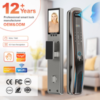 Serrure de porte intelligente avec caméra de surveillance, reconnaissance faciale 3D, interphone vidéo automatique, WiFi, empreinte digitale numérique, Tuya