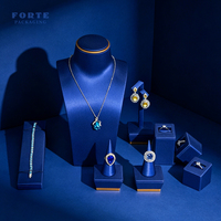 FORTE Présentoir de Vitrine Personnalisé en Cuir PU pour Bijouterie, Présentoir à Bijoux Bleu