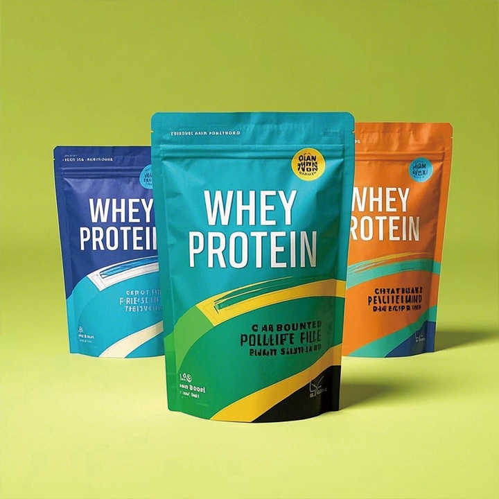 Custom Printed Stand up Pouch 5kg Whey Protein Powder Packaging Bags ...