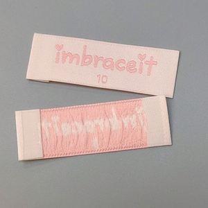 Wholesale Woven Fabric Damask Logo Tags End Folded <b>Labels</b> for Clothing Customized Stain Damask Woven <b>Label</b> for Hoodie - Product Image 1