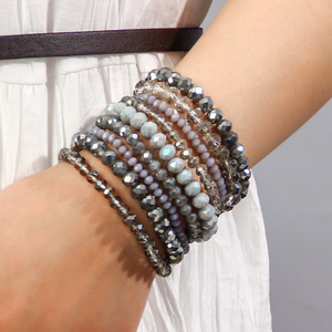 Thời Trang 25 Màu Sắc Cờ Màu Đồ Trang Sức Phụ Nữ Làm Bằng Tay 9Pcs 4,6,8 Mm Sợi Đàn Hồi Pha Lê Thủy Tinh Hạt Căng Ngăn Xếp Vòng Đeo Tay Thiết Lập - Product Image 3