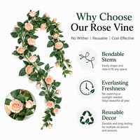 Guirlande de fleurs artificielles en lierre et roses pour la décoration murale de la maison, du jardin, de la cour et de l'aménagement paysager en gros