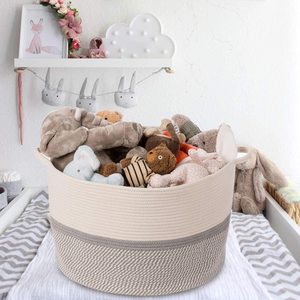 <strong>Easter</strong> Gift Basket Extra Large Size Rope Woven Basket Blanket Storage Basket with Handles Clothes Laundry <strong>Hamper</strong> - Product Image 1