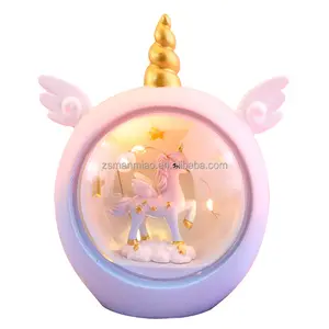 Creative Gradient Unicorn Night Light Lovely Girl Heart Bedroom Decoration Star Light Christmas Student Gift Love Resin Europe