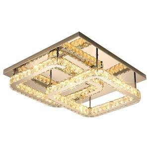 Lampu Langit-langit Pabrik Lampu Modern Remote Control <span class=keywords><strong>Mp3</strong></span> Led Pencahayaan Dalam Ruangan K9 Kristal Lampu Langit-langit Persegi 500x500mm - Product Image 1