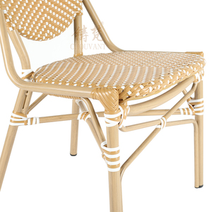 Modern Outdoor <b>Stacking</b> Bistro Rattan <b>Dining</b> <b>Chairs</b> for Restaurants Hotels Parks Indoor/Outdoor Use - Product Image 2