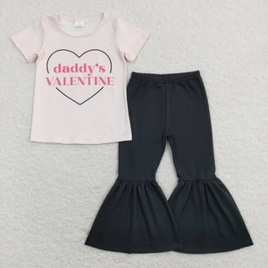 Conjunto de Ropa Casual de Dos Piezas sin Mangas para Niñas, Estampado Ecológico de Spandex/Poliéster, para Primavera/Verano, Día de San Valentín para Papá - Product Image 1