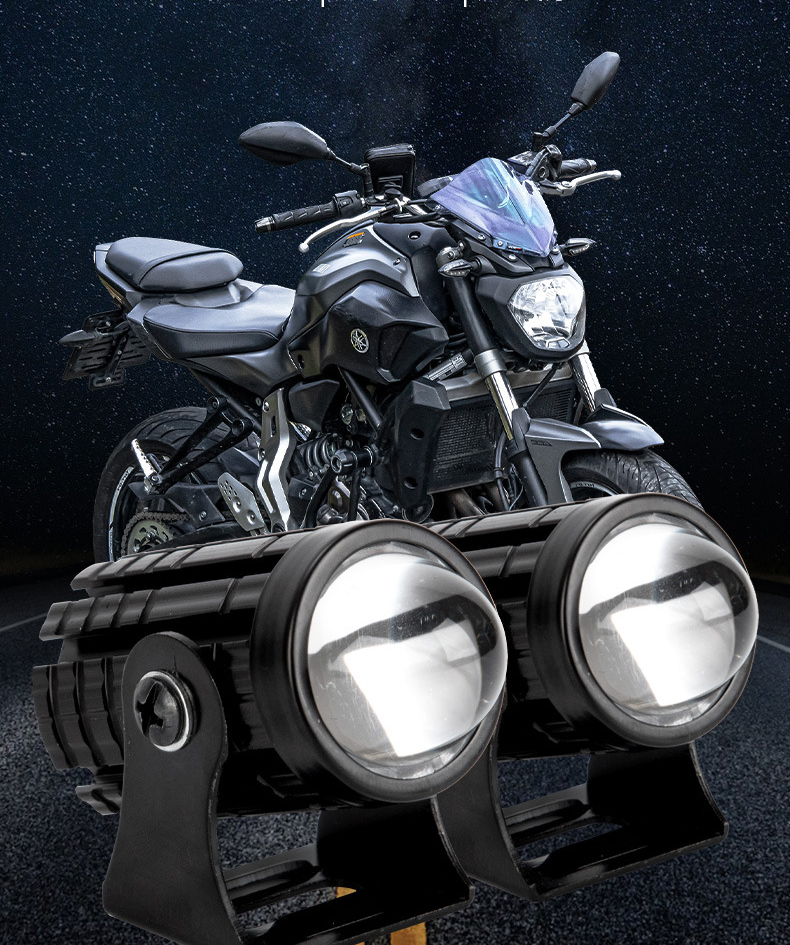 Мотоциклетный светодиодный двухцветный прожектор, фара, супер яркий рабочий свет, Ближний/Дальний свет, белый, янтарный, противотуманный, водонепроницаемый, 12 В