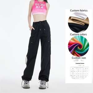 Salopette Sportiva Estiva da <span class=keywords><strong>Donna</strong></span> in Tela a Vita Alta, con Elastico in Vita, Asciugatura Rapida, Stile Americano, Nera, Vestibilità Ampia - Product Image 4