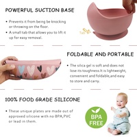 Ensemble d'alimentation pour bébé en silicone, assiette à ventouse pour tout-petit avec cuillère et fourchette, sans BPA, assiette et bavoir à motifs pour bébé