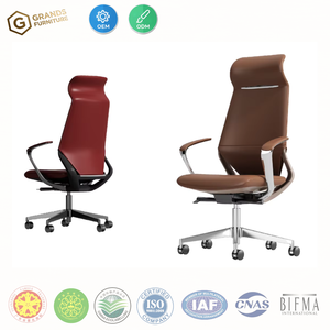 Chaise de bureau moderne pivotante réglable en cuir PU avec cadre en aluminium, support lombaire et siège en mousse moulée, idéale pour hôpitaux et écoles - Product Image 1