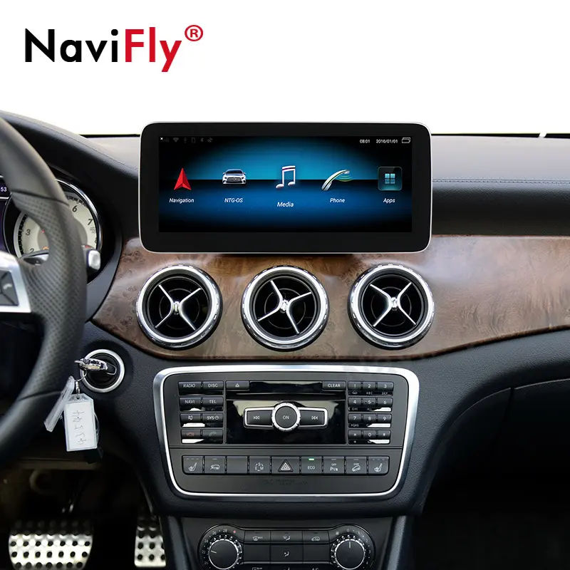 NaviFly-autoradio 10.25 ", Android 9.0, 4 go/64 go, navigation gps, lecteur dvd, vidéo, pour voiture Mercedes Benz classe GLA X156 (2013-2015), NTG 4.5