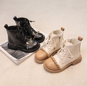 Fashion Ankle Pu Leather <b>Sock</b> Short Boot Anti-slippery TPR Hard Sole Kid Shoes Girl Boots - Product Image 2