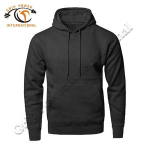 Fabricant pakistanais en gros solide noir mince anti-rétrécissement brodé coton polaire pull à capuche double couche col pour - Product Image 1