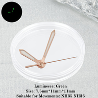 Aiguilles de montre lumineuses vertes en acier inoxydable noir et or rose, accessoires pour mouvements automatiques Sandoz NH35 NH36 NH70/4R/7S