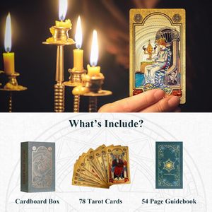 Tarot Premium 78 Cartes de tarot en feuille d'or avec guide Deck professionnel pour débutants Boîte de tarot en PVC durable Langue anglaise - Product Image 4