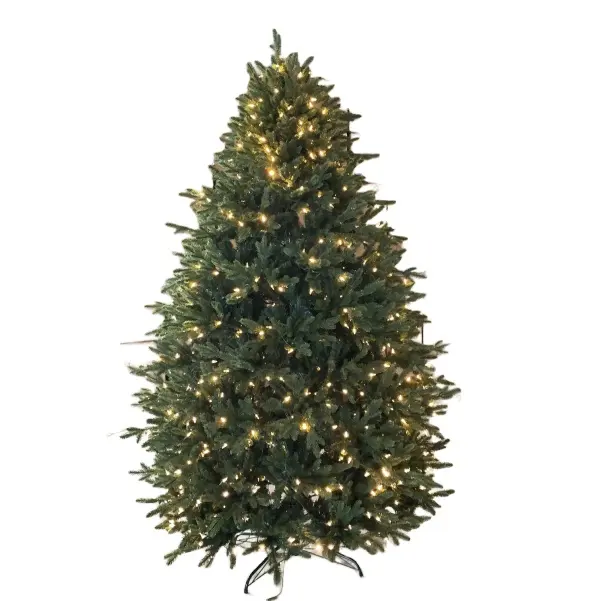 6ft/7ft/8ft Pre-Lit Artificial Tree Fire-Proof Christmas Tree with LED Lights Hinged Structure PVC PE Artificial Christmas Tree