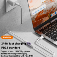 Adaptor Coupler USB4 80Gbps USB C Dual Female 240W PD Pengisian Cepat DC 8K60Hz C Extender Converter Aluminium Alloy LED MacBook