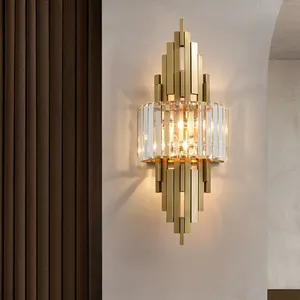 Nordic Europe lampada da parete in cristallo di lusso soggiorno lampada posteriore scala in acciaio inox ristorante luce camera da letto lampada da parete da comodino