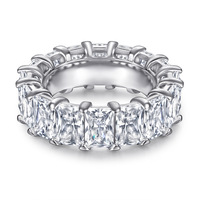 Ringrohlinge aus 925er Sterlingsilber für Kinder, hochwertige, trendige, rhodinierte Eheringe mit großen Zirkonen im Smaragdschliff, Eternity-Ring