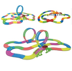 Coche de juguete con ranura para niños, juguete de construcción con brillo en la oscuridad, pista de carreras de arco iris Flexible, coches de juguete con ranura - Product Image 1