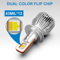 Bombilla LED Canbus NAOEVO de Fábrica, 3 Colores, S4 Pro H1 H3 H16 H27 para Auto, H4 H7 H11 9005 9006, Resistente al Agua IP68, 8000 Lúmenes