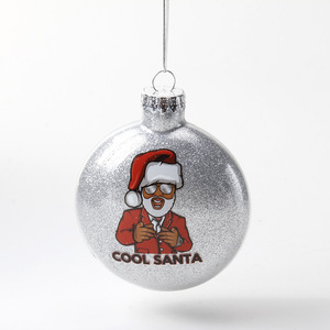 YILI Custom <span class=keywords><strong>clear</strong></span> 8cm 10cm di vetro soffiato a mano personalizzato albero di natale appeso Baubles Baubles piatto - Product Image 3