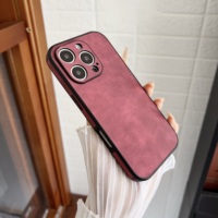 Étuis antichoc en cuir texturé de couleur unie pour iPhone 16 15 14 13 12 11 Pro X XR XS Max 8 7 Plus SE avec protection de l'appareil photo