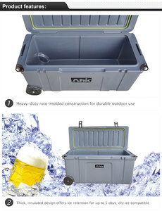 Ahic DL120 xách tay rotomolded cứng Cắm Trại mát với bánh xe hiệu suất cao cách nhiệt lưu trữ cách nhiệt hộp PE + bọt aohong - Product Image 4