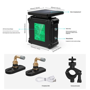 Moniteur de pression des pneus sans fil à énergie solaire pour moto, TPMS intégré, haute précision, en temps réel, étanche IP67, écran LCD - Product Image 6