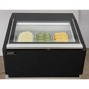 6 Chảo Gelato Ice Cream Showcase hiển thị tủ đông/Tabletop Ice Cream hiển thị Cooler/nhà hàng Máy tính để bàn Ice Cream tủ trưng bày