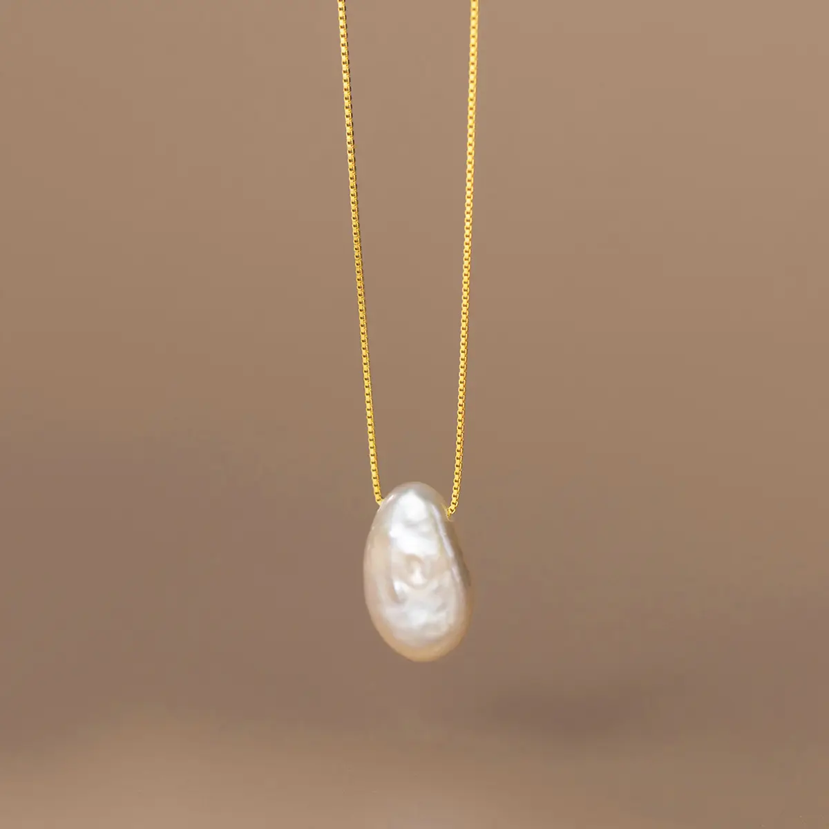 Gioielli minimalisti alla moda 925 in argento sterling irregolari e piatte singole collane placcate in oro naturale da donna