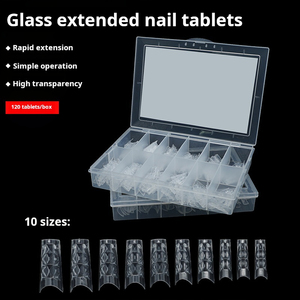 120 piezas/caja Moldes de uñas de cristal de cobertura completa para extensión, moldes de uñas postizas con escala, puntas de uñas - Product Image 2