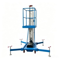 Plateforme élévatrice aérienne en aluminium à colonne unique, capacité de charge 125 kg, hauteur 9 m, électrique hydraulique, remorquée manuellement, empattement 1280 mm, vitesse 3-5 m/min