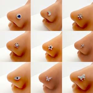 Piercing de Nariz al por Mayor para Mujer, de Cobre con Circonita Cúbica, Barra de Acero Inoxidable de 20G en Forma de L, Joyería para Piercing de Nariz - Product Image 2