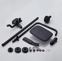 Ensemble de douche contemporain monocommande à eau chaude instantanée, noir, avec jet effet pluie et cartouche céramique, pour hôtels