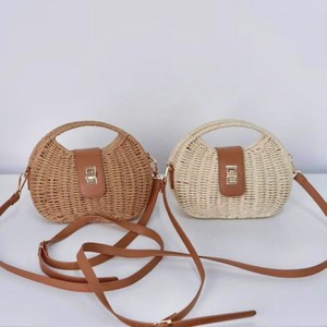Bolsos de Mano y Bandolera de Estilo Vacacional, con Marco de Hierro en Forma de Concha/Media Luna, Tejidos con Cuerda de Papel - Product Image 3