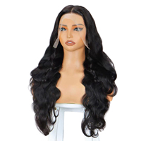 Perruques en cheveux humains 10A Lace Front 13x4, ondulées soyeuses, 18 20 22 24 26 28 30 32 pouces, noir naturel, perruques complètes