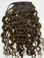 Extensions de cheveux naturels vierges Remy double épaisseur, sans nœuds, à clipser, pour queue de cheval, vente en gros