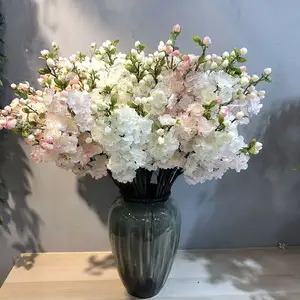 C-CB011 Wholesale Artificial White Pink Silk Sakura Flowers Branch Cherry Blossom Stem For Wedding Home Decoration