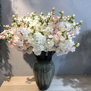 Cb011 Bán Buôn Nhân Tạo Màu Trắng Màu Hồng Lụa Hoa <span class=keywords><strong>Sakura</strong></span> Hoa Chi Nhánh Hoa Anh Đào Gốc Cho Đám Cưới Trang Trí Nội Thất - Product Image 1