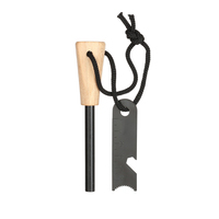 Kit allume-feu de survie en plein air portable avec manche en bois acier à silex et tige de magnésium pour le camping en milieu sauvage