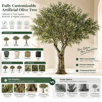 Arbre d'olivier artificiel sur mesure SP de 10 pieds de haut, fabriqué en fibre de verre avec des branches en plastique, arbre d'olivier pour la décoration de jardin